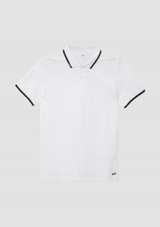 s.Oliver Poloshirt aus Piqué mit Streifendetails - weiß