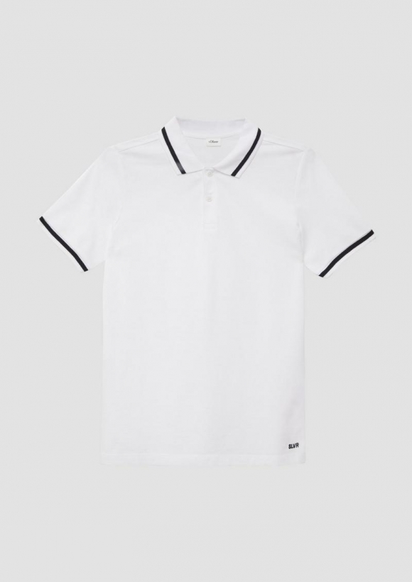 s.Oliver Poloshirt aus Piqué mit Streifendetails - weiß