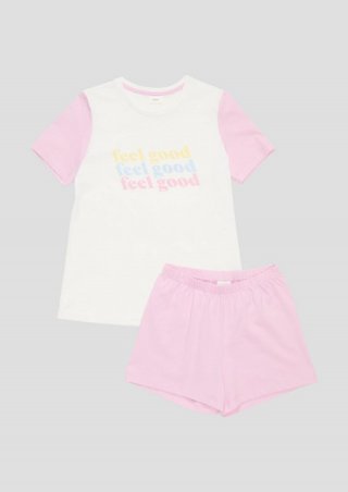 s.Oliver Kurzes Pyjama-Set aus reiner Baumwolle - rosa