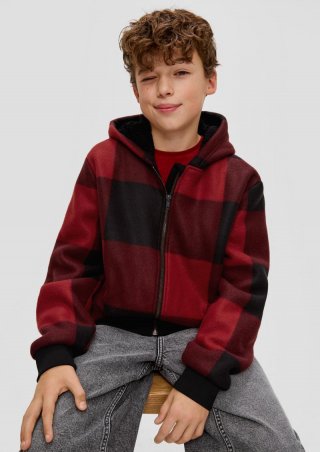 s.Oliver Kapuzenjacke mit Teddy-Futter - rubinrot