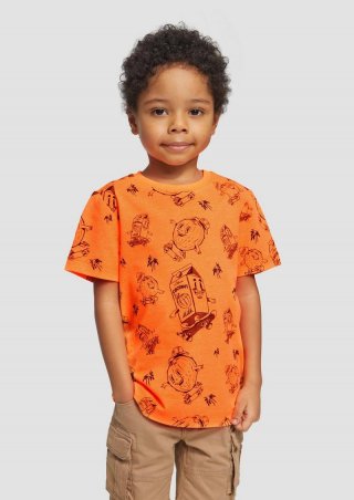 s.Oliver T-Shirt aus Baumwolle mit All-over-Print - orange