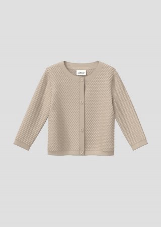 s.Oliver Unisex Strickjacke mit Strukturmuster - helles beige