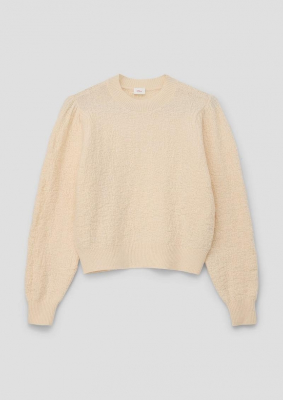 s.Oliver Pullover mit Puffärmeln - helles sand