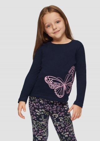 s.Oliver Langarmshirt mit Glitzerprint - navy