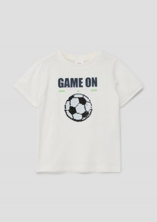 s.Oliver T-Shirt mit Wendepailletten - ecru