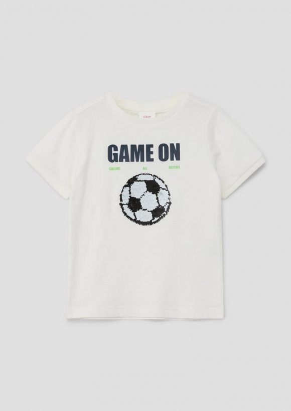 s.Oliver T-Shirt mit Wendepailletten - ecru