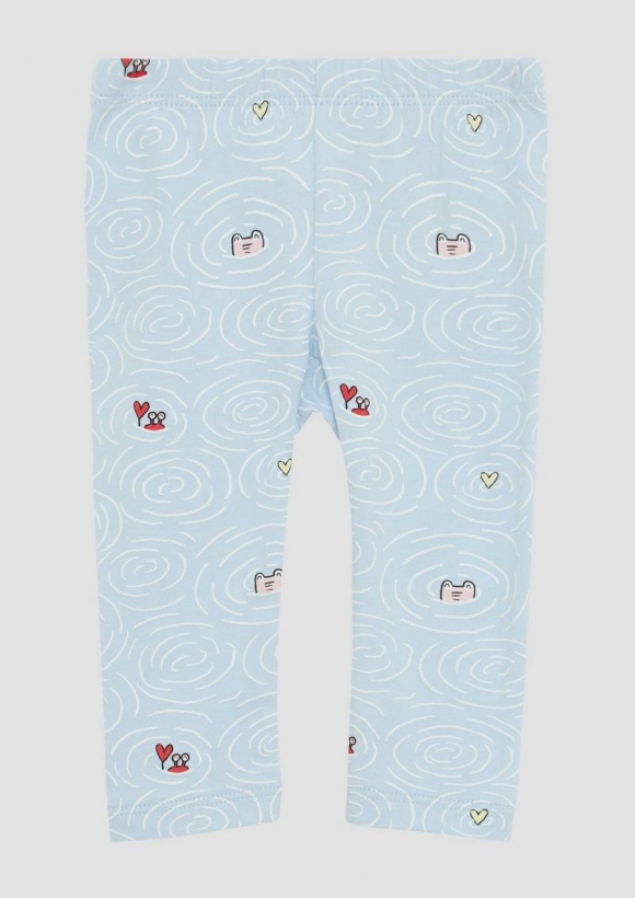 s.Oliver Weiche Leggings mit All-over-Print - himmelblau