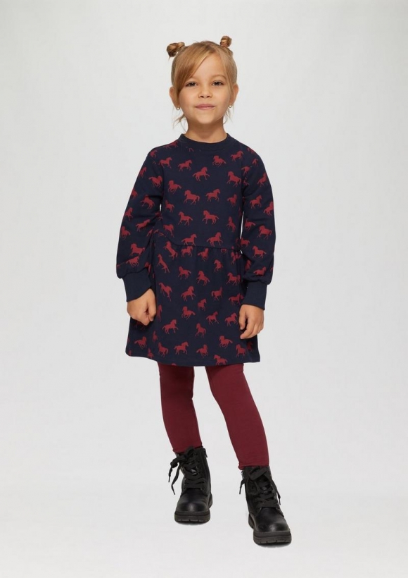 s.Oliver Kurzes Sweat-Kleid mit All-over-Print - navy