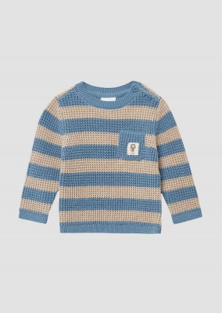 s.Oliver Strickpullover mit Streifenmuster und Brusttasche - hellblau