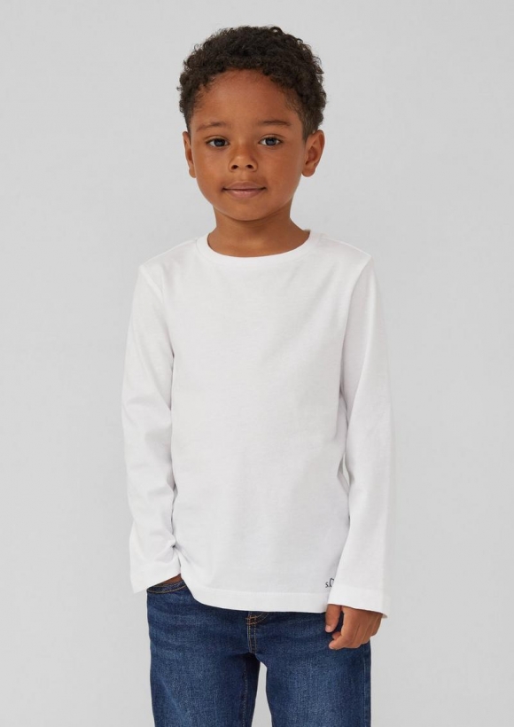 s.Oliver Longsleeve mit Logo-Print - weiß