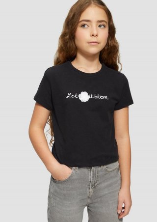 s.Oliver Jerseyshirt mit Schriftprint und Applikation - schwarz