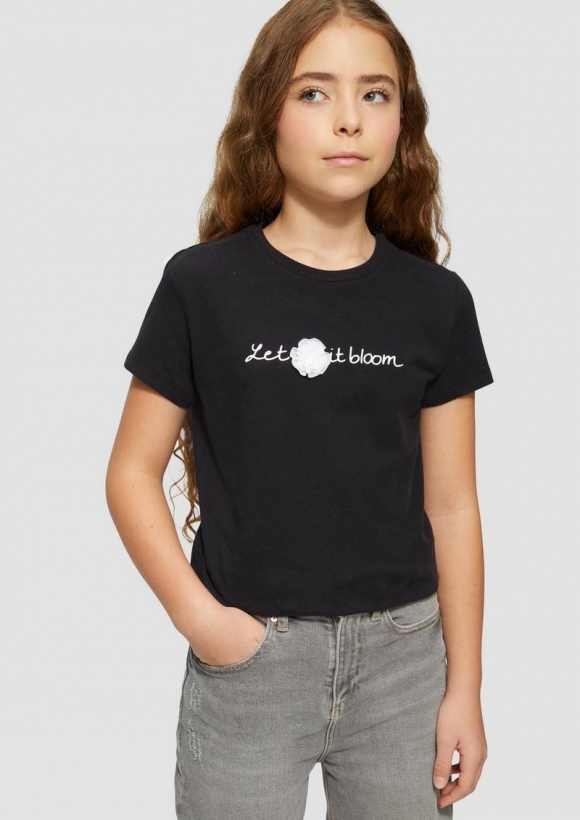 s.Oliver Jerseyshirt mit Schriftprint und Applikation - schwarz