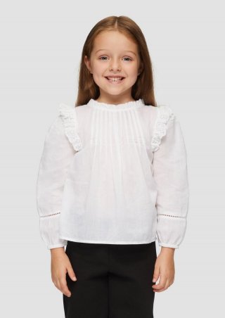 s.Oliver Bluse mit Lochstickerei und Rüschen - weiß