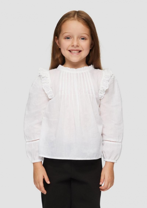 s.Oliver Bluse mit Lochstickerei und Rüschen - weiß