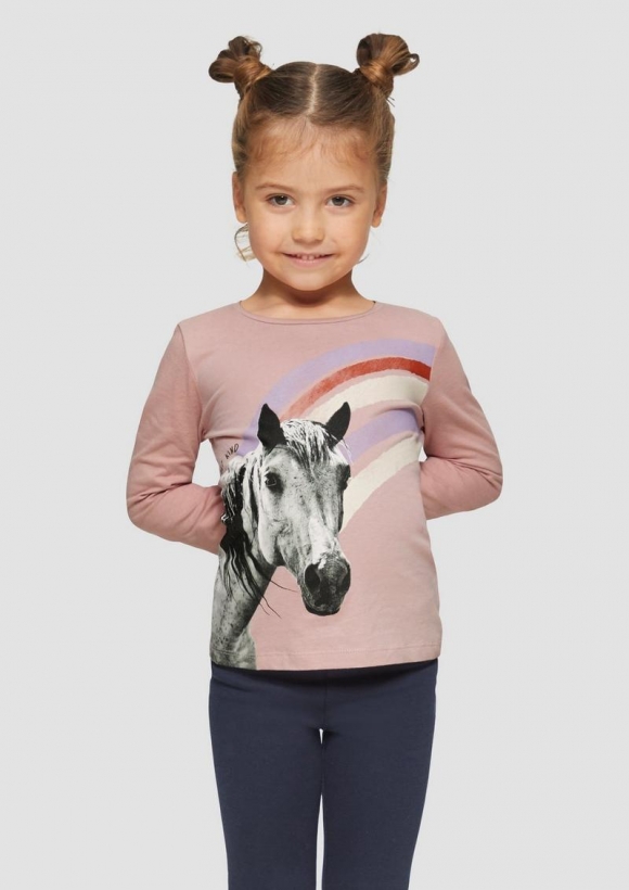 s.Oliver Weiches Langarmshirt mit Fotoprint - zartrosa