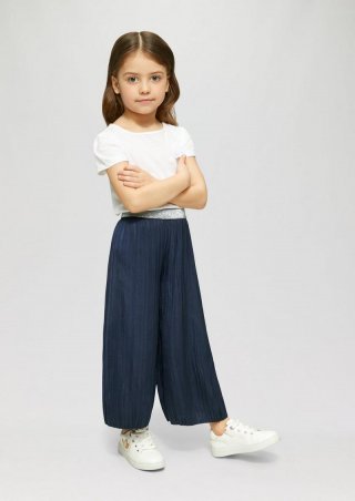 s.Oliver Plissierte Wide-Leg-Hose mit Glitzerbund - navy