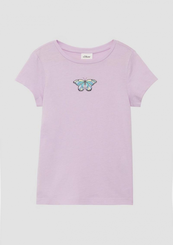 s.Oliver Ausgestelltes T-Shirt mit Printdetail - flieder