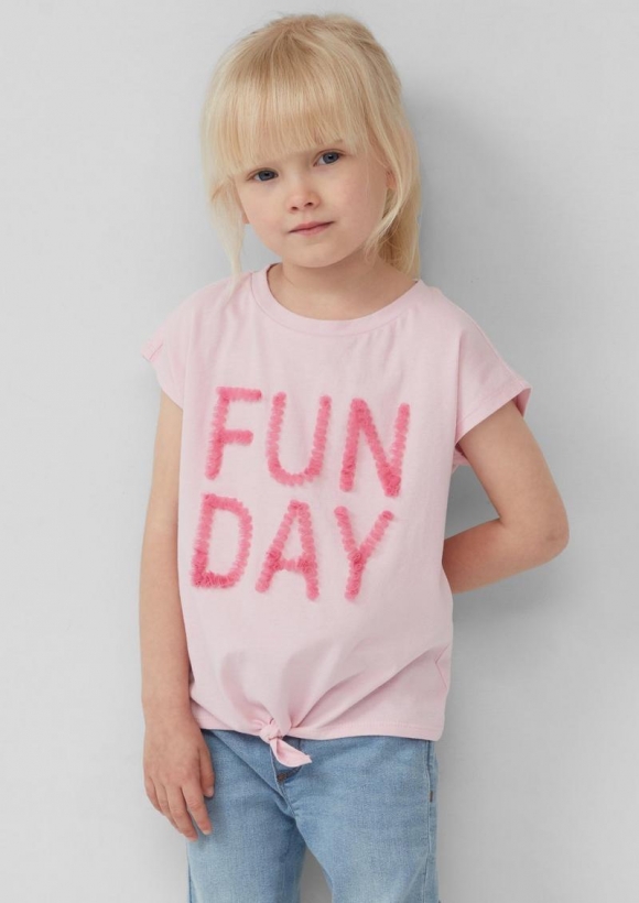 s.Oliver T-Shirt mit Applikation und Knotendetail - zartrosa