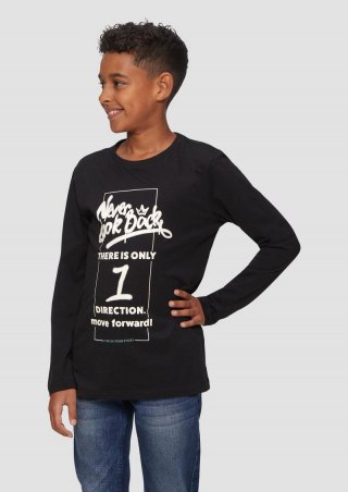 s.Oliver Langarmshirt mit Schriftprint - schwarz