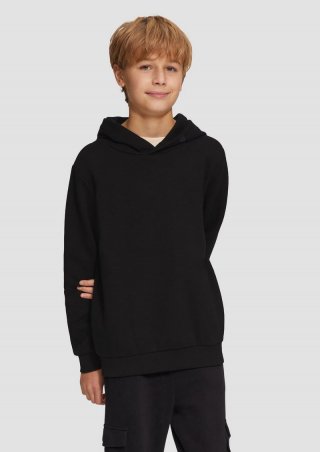 s.Oliver Strukturiertes Kapuzensweatshirt mit Print-Detail - schwarz