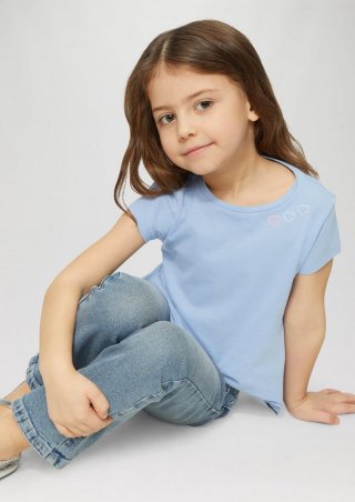 s.Oliver Ausgestelltes T-Shirt aus Baumwolle mit kleinem Print - himmelblau