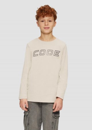 s.Oliver Weiches Baumwoll-Longsleeve mit 3D-Print - beige