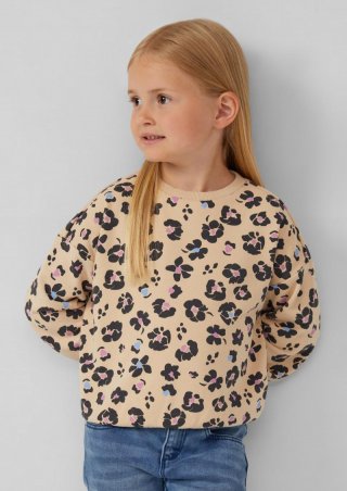 s.Oliver Oversize-Sweatshirt mit All-over-Print - helles beige