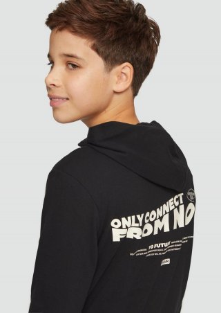 s.Oliver Langarmshirt mit Kapuze und Rückenprint - schwarz