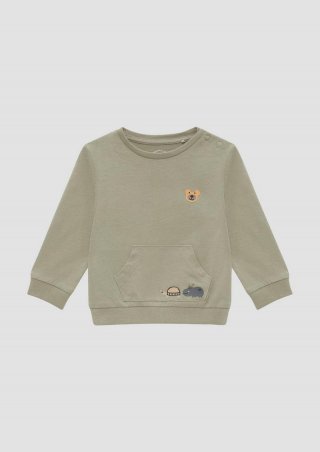 s.Oliver Jerseyshirt mit Kängurutasche mit Motivsticker - tannengrün