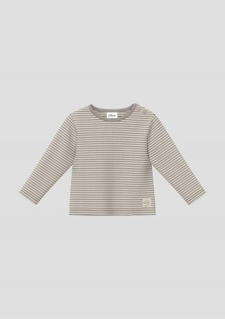 s.Oliver Unisex Langarmshirt aus Baumwoll-Rippware - taubengrau
