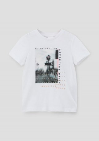 s.Oliver Baumwollshirt mit Frontprint - weiß