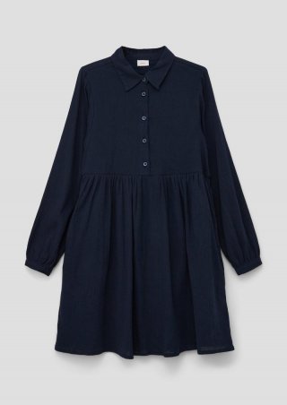 s.Oliver Weites Hemdblusenkleid mit Crinkle-Struktur - navy