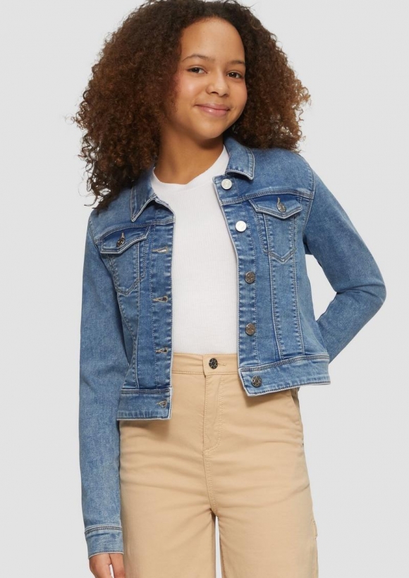s.Oliver Jeansjacke mit Used-Effekt - blau