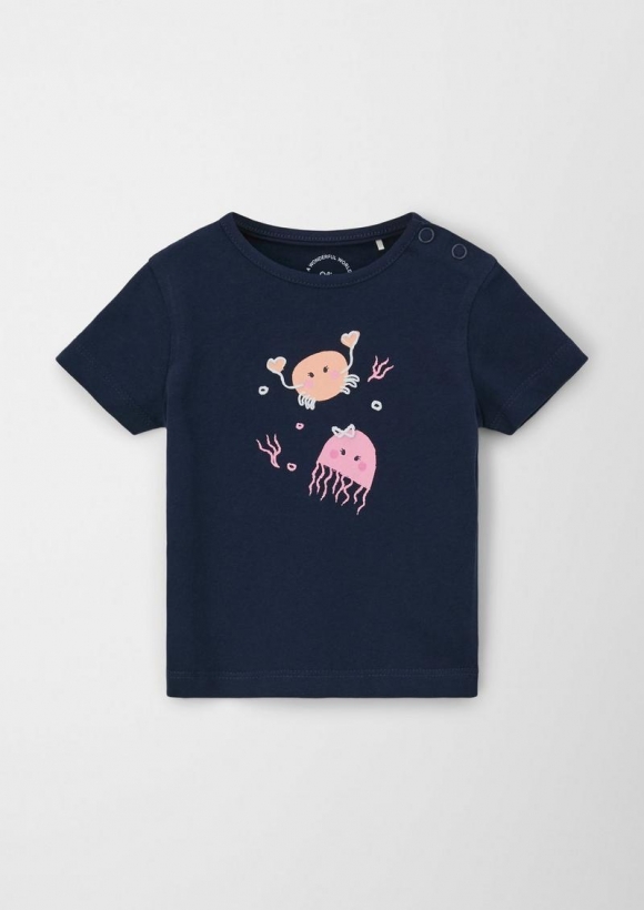 s.Oliver T-Shirt mit Grafik-Print - navy