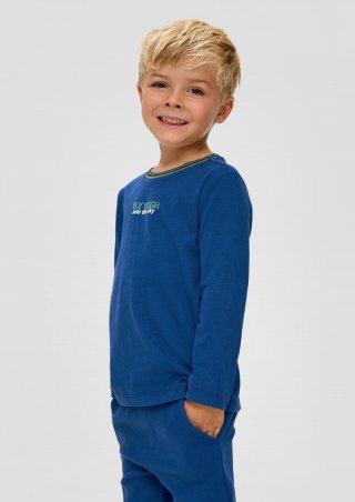s.Oliver Longsleeve mit Schrift-Print - blau