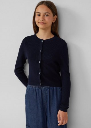 s.Oliver Verkürzter Cardigan im Slim Fit aus Strickjersey - navy