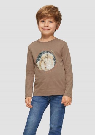 s.Oliver Langarmshirt mit Löwen-Print - cognac