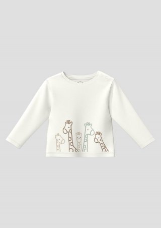 s.Oliver Unisex Longsleeve mit Giraffen-Print - ecru