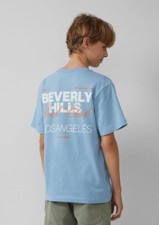 s.Oliver T-Shirt mit Rückenprint und überschnittenen Schultern - himmelblau