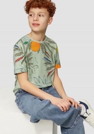 s.Oliver T-Shirt mit All-over-Print - salbeigrün