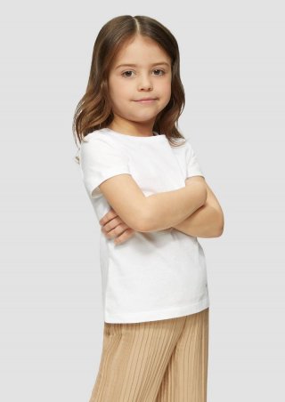 s.Oliver Jersey-T-Shirt mit dezentem Logoprint - weiß