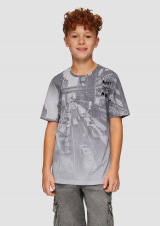 s.Oliver T-Shirt mit All-over-Print - schwarz