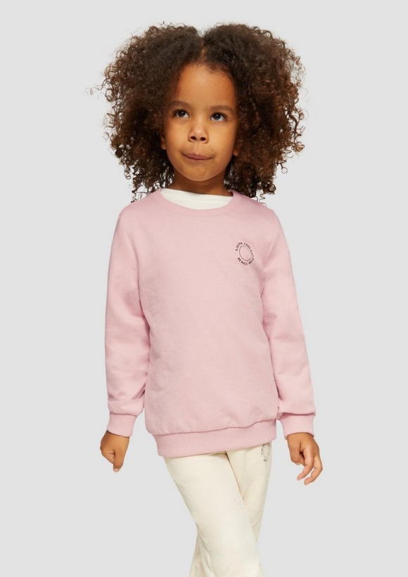 s.Oliver Unisex Sweatshirt mit Rippbündchen und kleinem Print-Detail - zartrosa