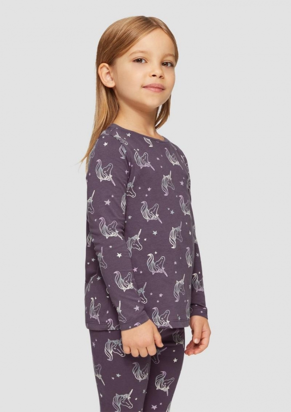 s.Oliver Ausgestelltes Longsleeve mit All-over-Print - flieder