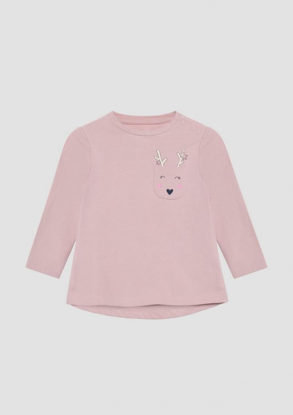 s.Oliver Longsleeve mit aufgesetzter Brusttasche und Print - zartrosa