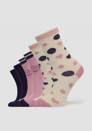 s.Oliver Gemusterte Langschaftsocken im 6er-Pack - rosa