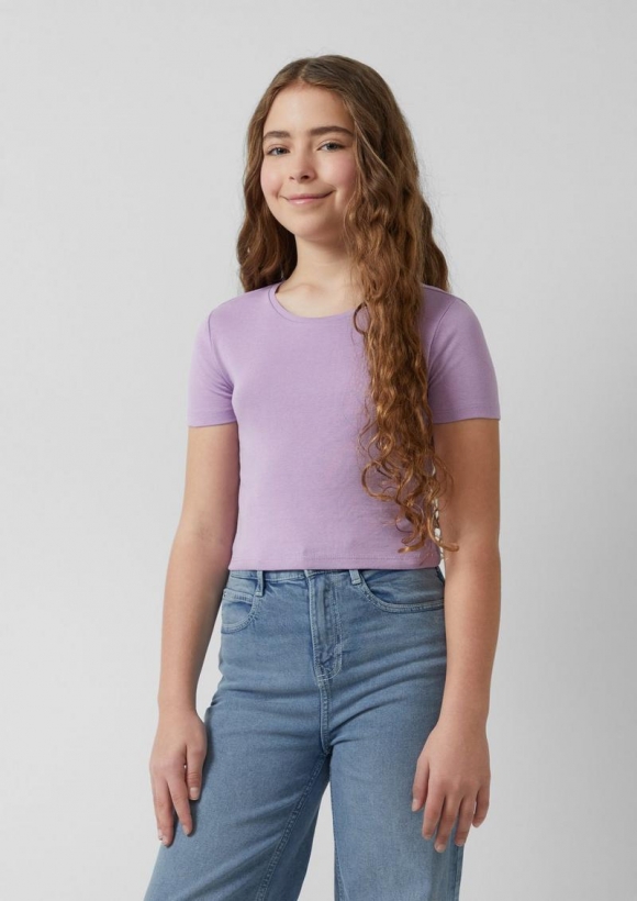 s.Oliver Verkürztes Rippshirt im Slim Fit - lavendel