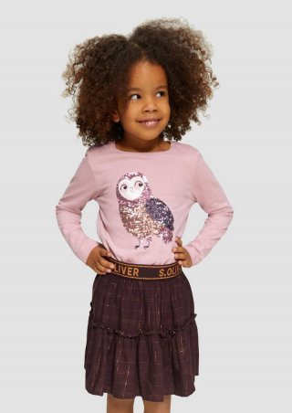 s.Oliver O-Shape-Langarmshirt mit Glitzer und Pailletten - zartrosa