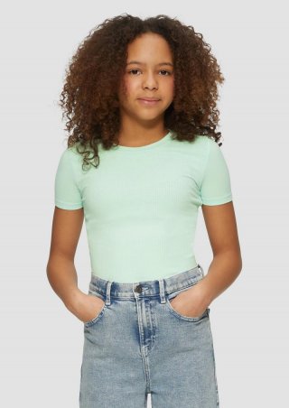 s.Oliver Geripptes Slim-Fit-Shirt aus Viskosemix - ozeangrün