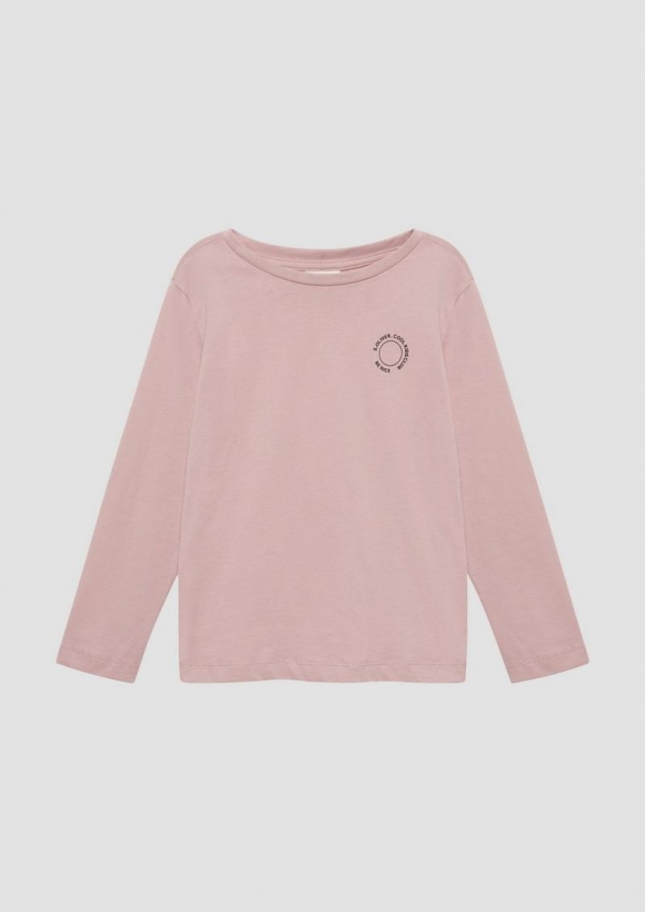 s.Oliver Unisex Longsleeve aus Baumwolle mit kleinem Print-Detail - zartrosa